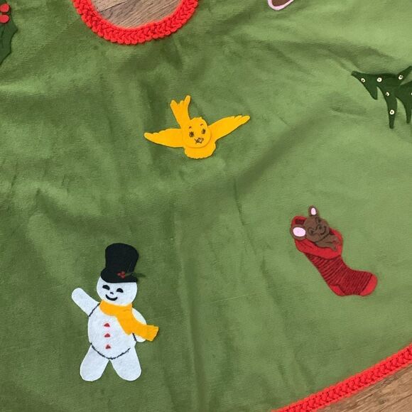 Vintage Unique Handmade Christmas Tree Skirt Felt Holiday Appliques Kitschy - Picture 11 of 17